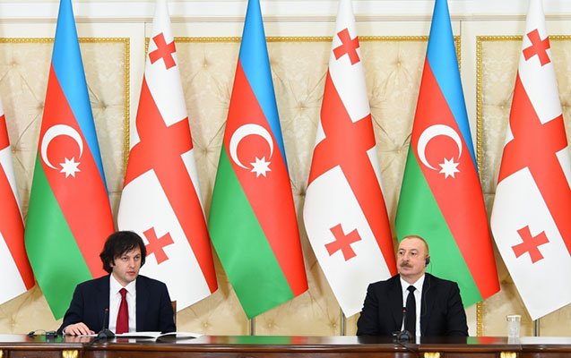 İlham Əliyev İrakli Kobaxidze ilə mətbuata bəyanatlarla çıxış ediblər